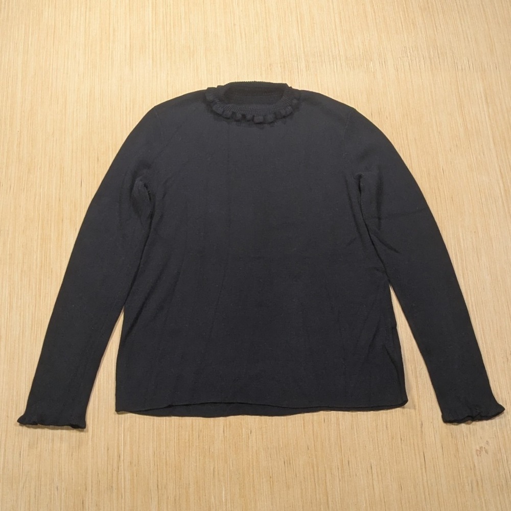 Who What Wear Top Black Knit Ruffle Mock Neck Cozy Minamilist Basics Women's XXL